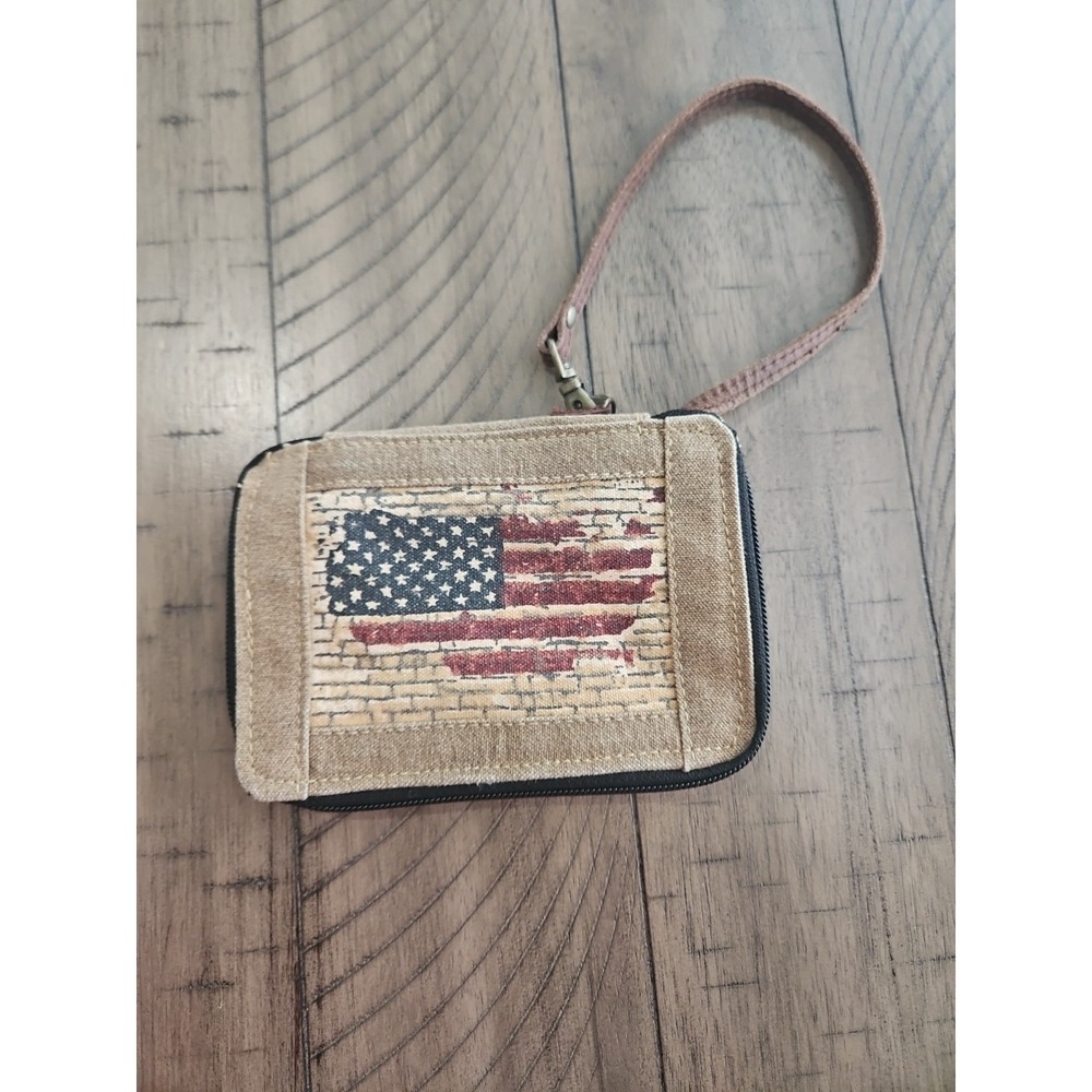 Mona B Cotton Leather Wallet Wristlet Flag Boho Distressed Coastal Cowgirl USA